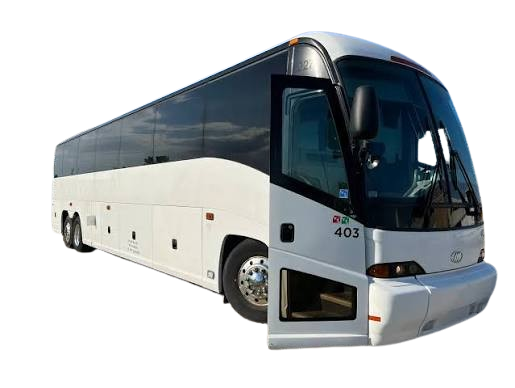 White full-size coach bus